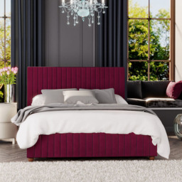 Laurence Llewelyn-Bowen Estella King Size Berry Plush Velvet Ottoman Bed - Purple - Wilko - thumbnail 1