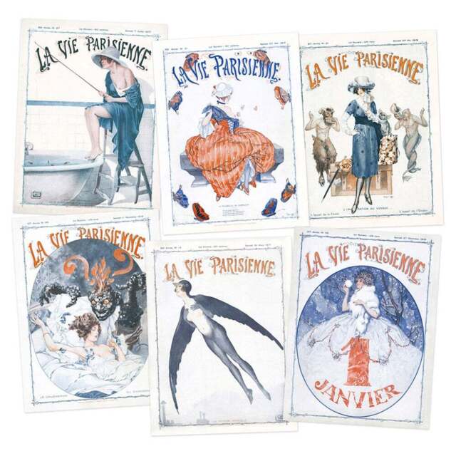 Artery8 Vintage French Magazine Cover Butterfly Wall Art Print 30 x 41cm 6 Pack - Size: 40.5 x 30.5 x 0.3cm - Multi - Wilko - image 1