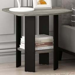 Walplus French Oak Grey Simple Design End Table Set of 2 - Size: 50.8 x 49.78 x 50.8cm - Wilko