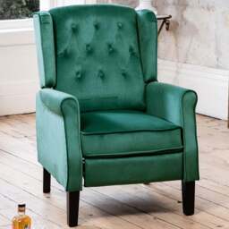 Artemis Home Annapoli Green Velvet Manual Recliner Armchair - Size: Single - Wilko