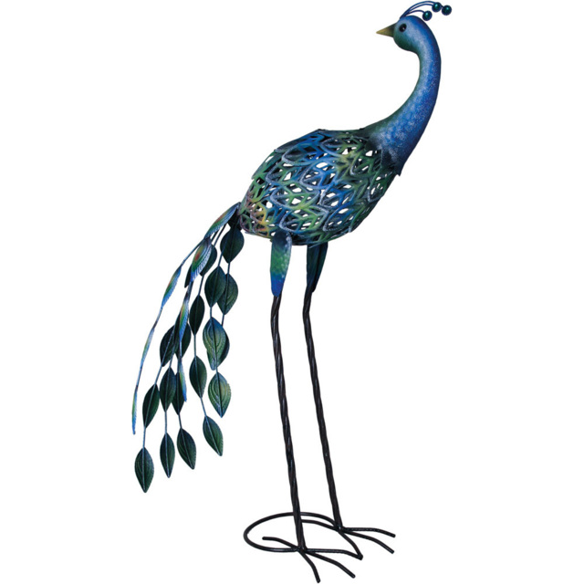 Luxform Solar Powered Peacock Garden Ornament - Size: 41 x 21 x 72cm - Blue - Wilko - image 1