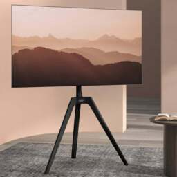 TTAP Tripod Black Wood Floor TV Stand - Size: 133.5 x 76.5 x 54cm - Wilko