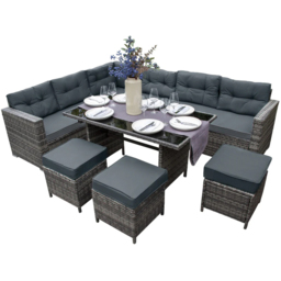 MonsterShop 9 Seater Grey Rattan Corner Lounge Set - Wilko - thumbnail 3