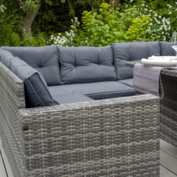 MonsterShop 9 Seater Grey Rattan Corner Lounge Set - Wilko - thumbnail 4