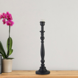 Lighting Collection Baldwin Grey Candle Stick Spindle Table Lamp Base 54cm - Size: 59.5 x 21 x 21cm - Grey and Chrome - Wilko - thumbnail 3