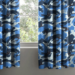 Velosso Blue Camouflage Pencil Pleat Curtains 168 x 183cm - Size: W 168 x D 183cm - Wilko - thumbnail 4