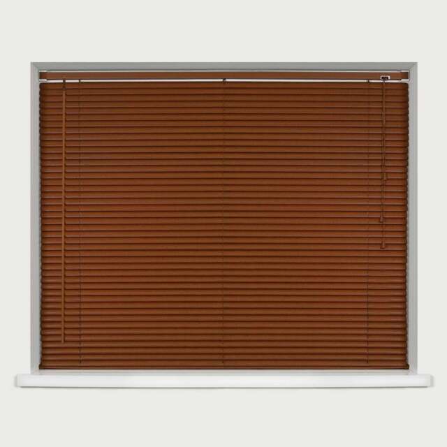 Caecus Wood Grain Effect PVC Venetian Blind Dark Oak 90 x 150cm - Brown - Wilko - image 1