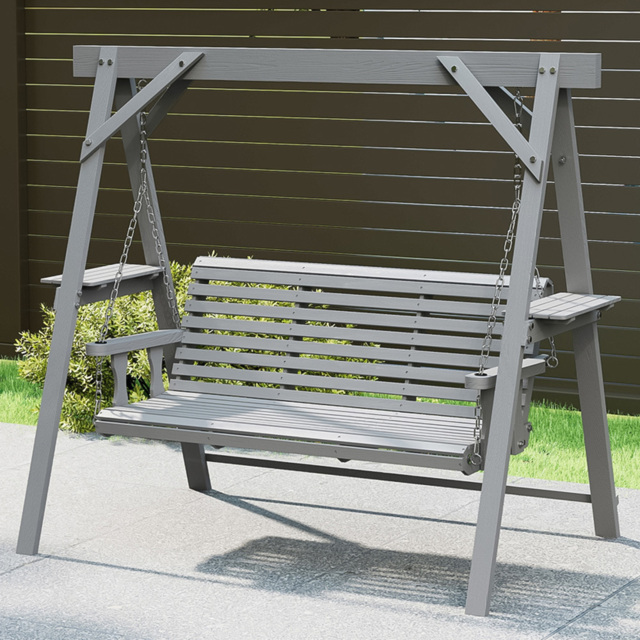 Outsunny 3 Seater Dark Grey Garden Swing Chair with Side Tables - Size: 171 x 217 x 124cm - Wilko - image 1