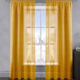 Velosso Alessandria Yellow Shimmer Voile Panel Curtain 137 x 137cm - Size: W 137 x D 137cm - Wilko
