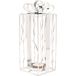 The Seasonal Gift Co. Present Shaped Metal Tealight Holder 22cm - Size: 22 x 9 x 9cm - Silver - Wilko - thumbnail 5