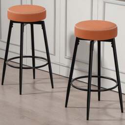 HOMCOM Brown and Black Faux Leather Bar Stool Set of 2 - Wilko