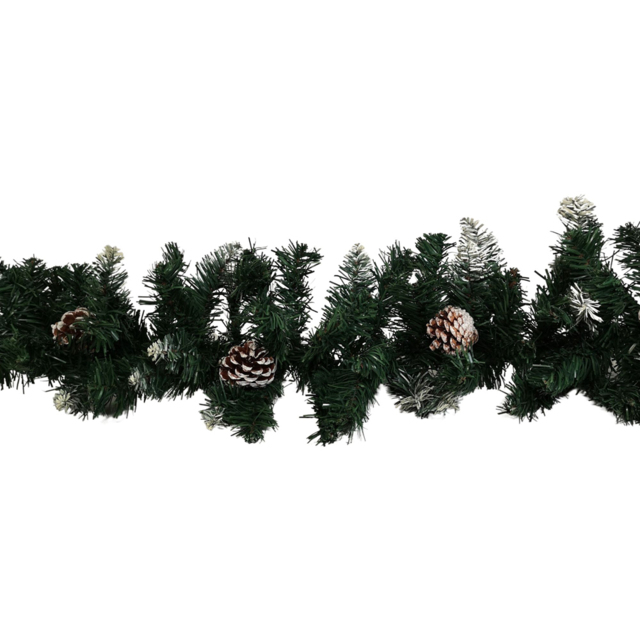 Samuel Alexander Snow Tipped Christmas Garland with Pine Cones and Mixed Needles 270cm - Size: 9ft - Green - Wilko - image 1