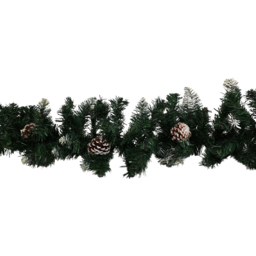 Samuel Alexander Snow Tipped Christmas Garland with Pine Cones and Mixed Needles 270cm - Size: 9ft - Green - Wilko