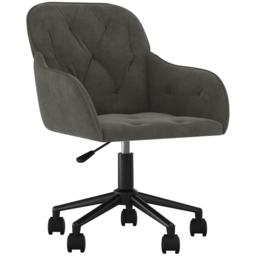 vidaXL Dark Grey Velvet Height-Adjustable Swivel Office Chair with Wheels - Size: 72 x 56 x 61.5cm - Wilko - thumbnail 3