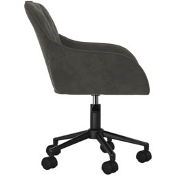 vidaXL Dark Grey Velvet Height-Adjustable Swivel Office Chair with Wheels - Size: 72 x 56 x 61.5cm - Wilko - thumbnail 5