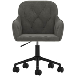 vidaXL Dark Grey Velvet Height-Adjustable Swivel Office Chair with Wheels - Size: 72 x 56 x 61.5cm - Wilko - thumbnail 4