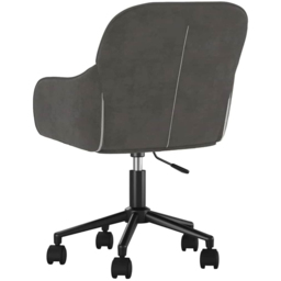 vidaXL Dark Grey Velvet Height-Adjustable Swivel Office Chair with Wheels - Size: 72 x 56 x 61.5cm - Wilko - thumbnail 6