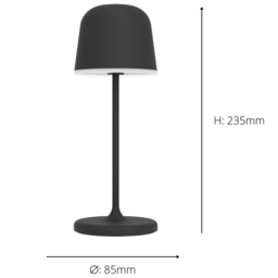 EGLO Mannera-S LED Black Portable Table Light - Size: 20 x 7.5 x 20cm - Wilko - thumbnail 5