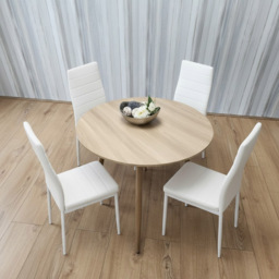 Kosy Koala 4 Seater Faux Leather Round Dining Set White - Beige - Wilko - thumbnail 6