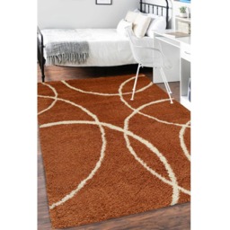 Homemaker Terracotta and Ivory Bubbles Snug Shaggy Rug 120 x 170cm - Multi - Wilko - thumbnail 5