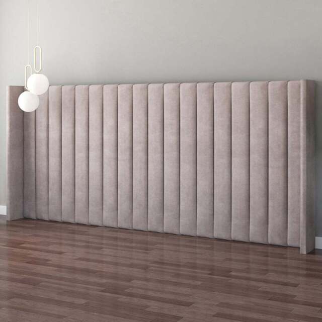 Aspire Furniture Grandeur Silver Plush Velvet Wing Headboard - Size: Emperor - Aspire Beds - Wilko - image 1