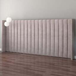 Aspire Furniture Grandeur Silver Plush Velvet Wing Headboard - Size: Emperor - Aspire Beds - Wilko