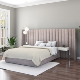 Aspire Furniture Grandeur Silver Plush Velvet Wing Headboard - Size: Emperor - Aspire Beds - Wilko - thumbnail 3