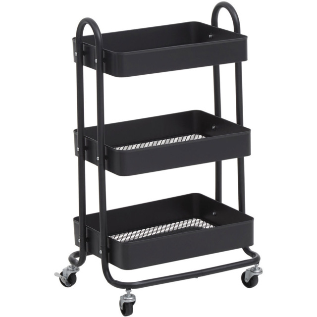Acero 3-Tier Black Trolley - Size: 3 Tier - Premier Housewares - Wilko - image 1