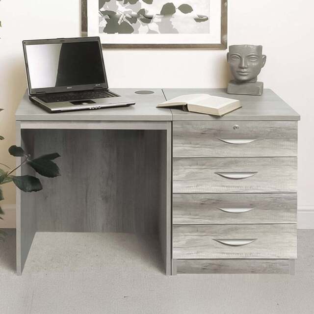 R White Cabinets 4 Drawer Grey Set-05 Desk - Size: 72.8 x 107.9 x 54cm - Wilko - image 1