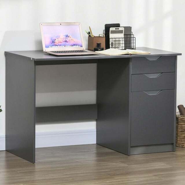 Portland Computer Desk with Drawers Grey High Gloss - Size: 120 x 60 x 76cm - Wilko - image 1