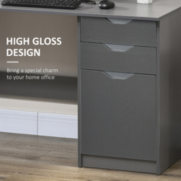 Portland Computer Desk with Drawers Grey High Gloss - Size: 120 x 60 x 76cm - Wilko - thumbnail 6