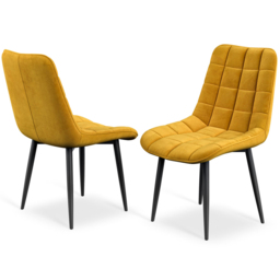 Furniture Online Nova Set of 2 Mustard Velvet Padded Seat Dining Chair - Wilko - thumbnail 6