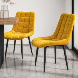 Furniture Online Nova Set of 2 Mustard Velvet Padded Seat Dining Chair - Wilko - thumbnail 1