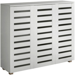 Home Source Oslo 3 Door White Shoe Cabinet - Size: 98.2 x 114 x 33.6cm - Wilko - thumbnail 3
