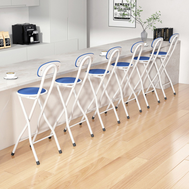 Blue Padded Folding Bar Stool Set of 6 - MCC - Wilko - image 1