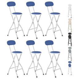 Blue Padded Folding Bar Stool Set of 6 - MCC - Wilko - thumbnail 3