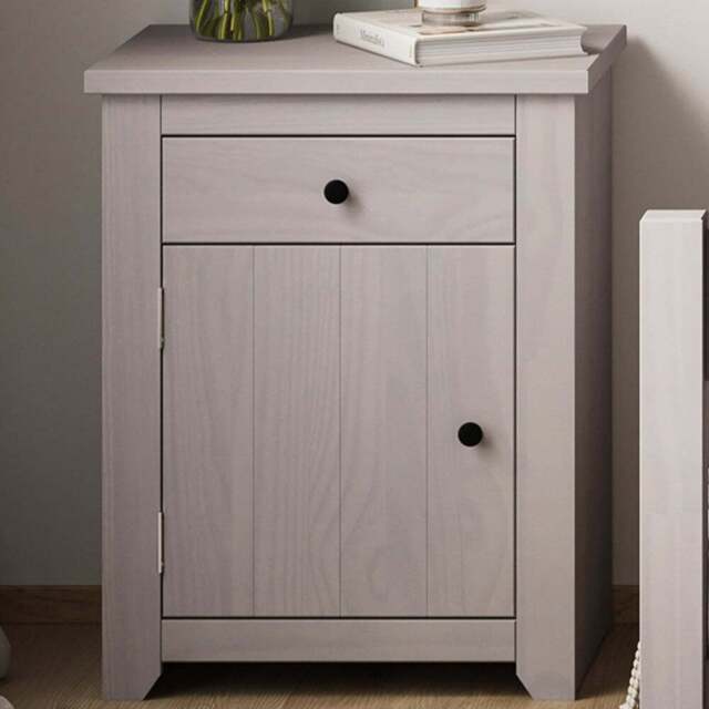 Havana Single Door Single Drawer Grey Bedside Cabinet - LPD Home - Wilko - image 1