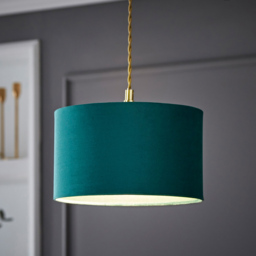 ValueLights Reni Forest Green Small Drum Ceiling Lamp Shade 25cm - Size: 15 x 25 x 25cm - Wilko - thumbnail 3