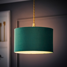 ValueLights Reni Forest Green Small Drum Ceiling Lamp Shade 25cm - Size: 15 x 25 x 25cm - Wilko - thumbnail 7