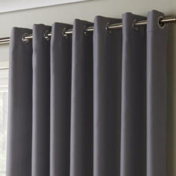 Alan Symonds Essential Silver Plain Ring Top Eyelet Curtains 117 x 183cm - Size: W 117 x D 183cm - Wilko - thumbnail 4