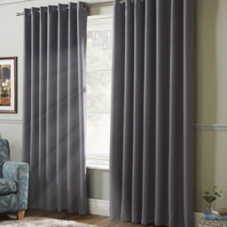 Alan Symonds Essential Silver Plain Ring Top Eyelet Curtains 117 x 183cm - Size: W 117 x D 183cm - Wilko - thumbnail 3