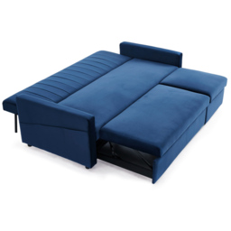 Home Detail Devon Double Sleeper Blue Velvet Pull Out Sofa Bed - Size: 3 Seater - Wilko - thumbnail 4
