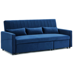 Home Detail Devon Double Sleeper Blue Velvet Pull Out Sofa Bed - Size: 3 Seater - Wilko - thumbnail 3