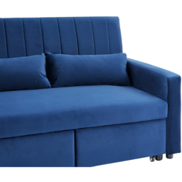Home Detail Devon Double Sleeper Blue Velvet Pull Out Sofa Bed - Size: 3 Seater - Wilko - thumbnail 5