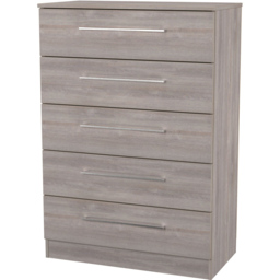 Crowndale Worcester 5 Drawer Grey Oak Chest of Drawers Ready Assembled - Wilko - thumbnail 4