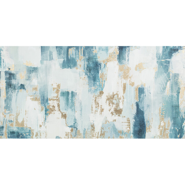 Cyan Gold Foil Abstract Canvas Blue - Wilko - image 1