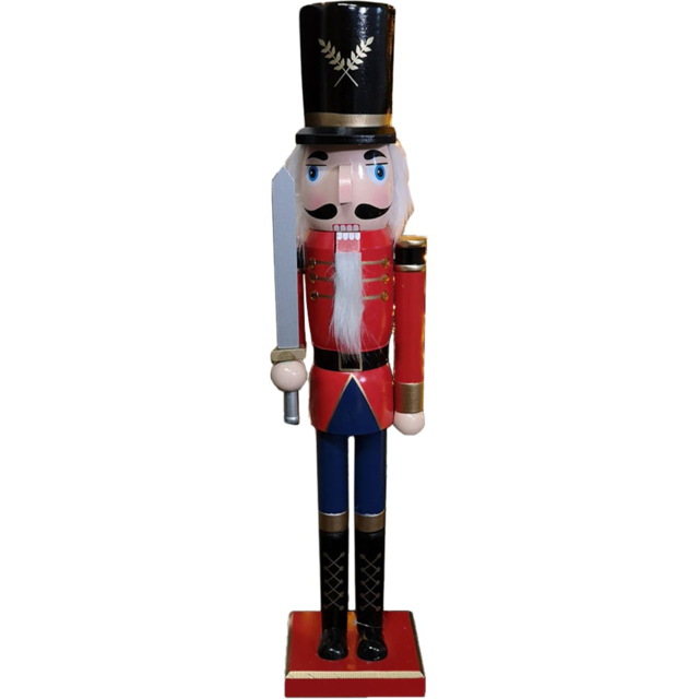 Samuel Alexander Traditional Wooden Nutcracker Soldier Decoration with Red Body - Size: 60 x 13 x 11cm - Wilko - image 1