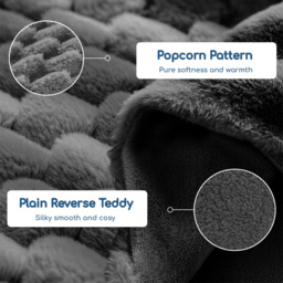 Velosso Double Chunky Popcorn Charcoal Fitted Sheet - Wilko - thumbnail 5