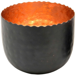 Dibor Black and Copper Metal Hand Crafted Tea Light Holder - Size: 8 x 11 x 11cm - Wilko