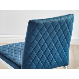 Furniturebox Modern Valera Navy Blue and Silver Velvet Bar Stool Set of 2 - Wilko - thumbnail 7